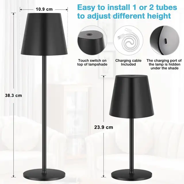 Cordless Table Lamp Set of 2, Rechargeable Touch LED Lamps, 3 Co in Indoor Lighting & Fans in Oshawa / Durham Region - Image 5