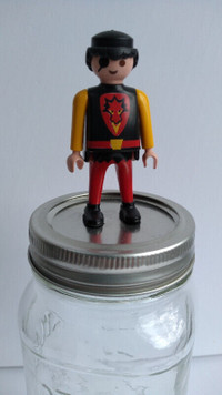 Mason jar with Playmobil figure