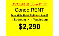 Lease June 1st - 1 bedroom 1 washroom - Don Mills & Eglinton E