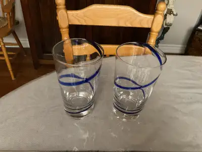 2Glass Blue Swirl(cobalt) Tall Highball Glasses $10 OR $5ea, View more