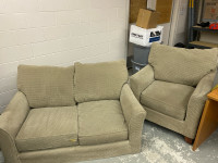 Green/Grey love seat and chair