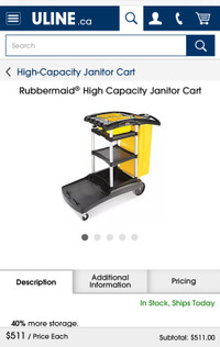 Rubbermaid High Capacity Janitor Cart