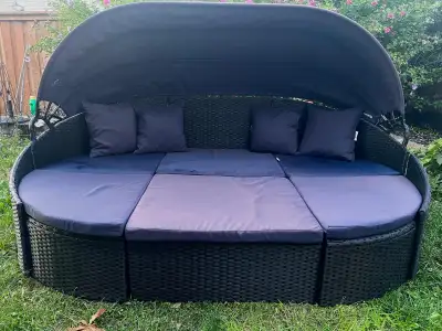 Huge Outsunny rattan  patio sofa bed $600 FIRM, View more