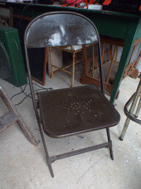Vintage Industrial Metal Perforated Star Folding Chair