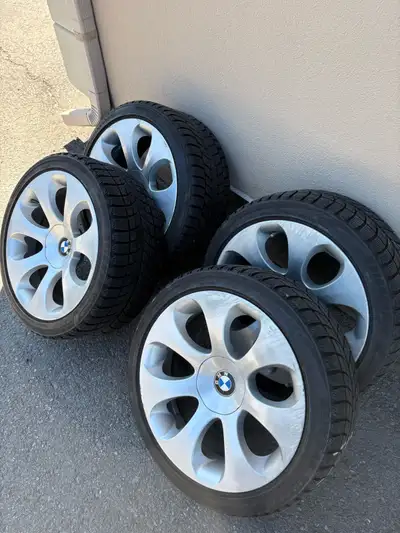 These tires were used on a 2007 BMW 650i Cabriolet: 4 BMW Rims 3 Blizzak M&S Tires - 245/40R19 1 Bli...