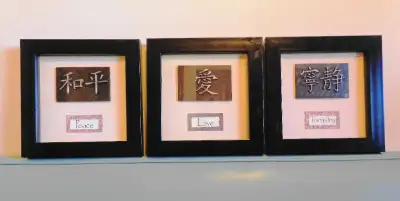 3 - D  WALL FRAMED CHINESE SYMBOLS WITH MEANING, View more