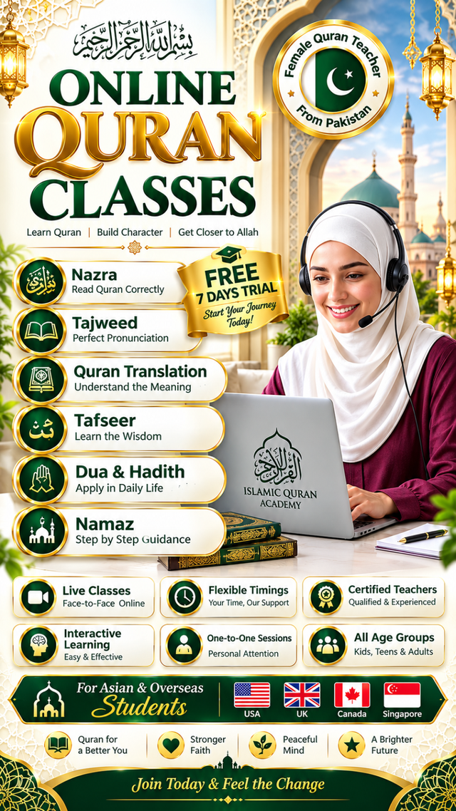 Online Quran Classes l One to One Sessions l 3 Days Free Trial