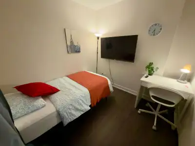 Hey everyone! A cozy furnished room is available for rent in a modern condo at 561 Sherbourne St, To...