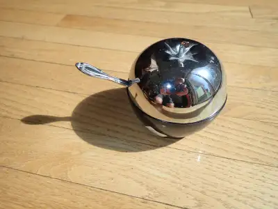 Cobalt Blue Glass Apple shaped Sugar Bowl  with Spoon, View more