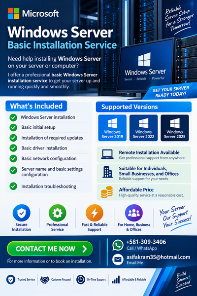 Service d’installation et de configuration Windows Server, View more
