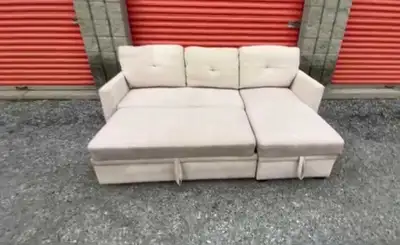 Couch with Pull Out Bed and Storage Chaise, Voir plus