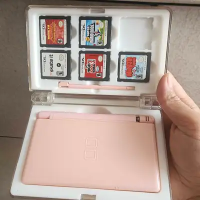 Nintendo Coral Pink DS Lite + 5 games, View more