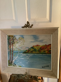 1940’s Vintage Seascape Oil Painting by the Artist M. Davies 