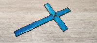 8" Hand Made Stained Glass Cross with Mounting Bracket