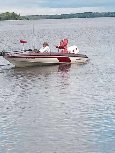 1996 javlen bass boat with a 115 johnson motor also comes with Garmin fish finder and minn kota trol...