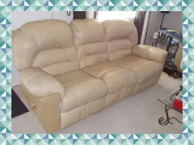 Reclining   Leather couch   steel frame $300.00, View more
