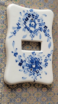 Mexico Hand Painted Blue & White Porcelain Switch Cover Plate