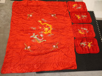 Twin Duvet Pillow Cover Sheet Set Dragon Chinese Wedding Bedding