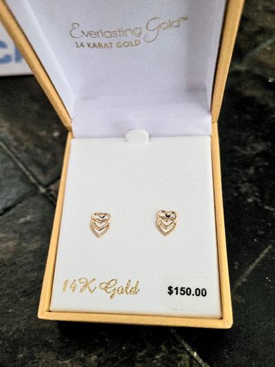 Everlasting Gold 14k Gold Heart Stud Earrings, View more
