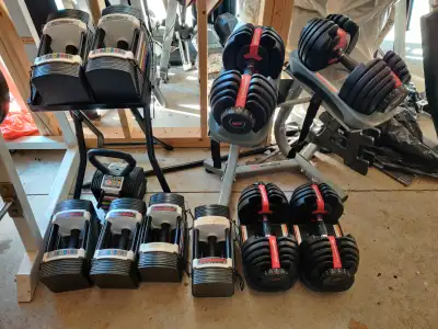 Lots of Adjustable Dumbbells - Bowflex Powerblock Nuo + Many Mor, View more