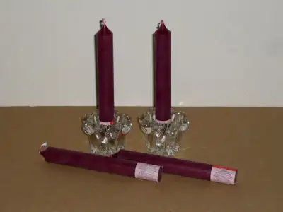 2 glass Candle Holders with 4Candles : New,Clean,SmokeFree,Boxed, View more