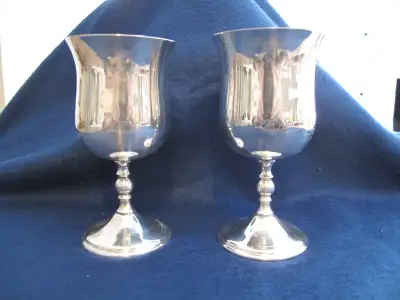 Pair SILVER PLATED TULIP GOBLETS - Denmark, View more