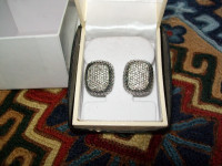 STERLING SILVER AND DIAMOND EARRINGS