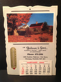 BALCAEN & SONS 1985 CALENDAR WITH THERMOMETER (COMPLETE)
