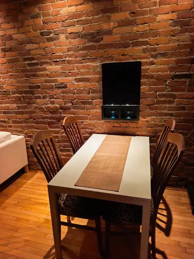 LOT : TABLE  +CHAISES +2 SOFA+CANAPÉ LIT + ARMOIRE+ TV +TABLEAUX, View more