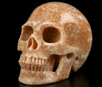 Huge 5" Orange Aventurine Crystal Skull! Hand carved, realistic.