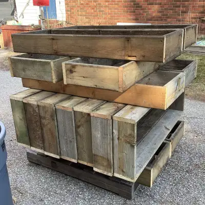 Reclaimed wood flower planter boxes, View more