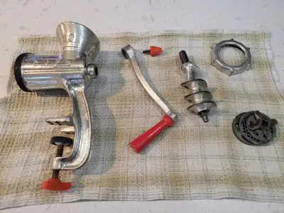 Vintage Meat Grinder #8 made in Pola. This is complete and works great Asking $30.00 OBO
