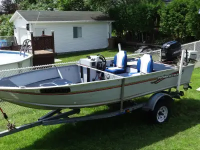 Bateau a vendre Princecraft 171 Motor Mercury 70hp 2 temps 1998 et moteur Honda 9.9hp 4 temps 2000 a...