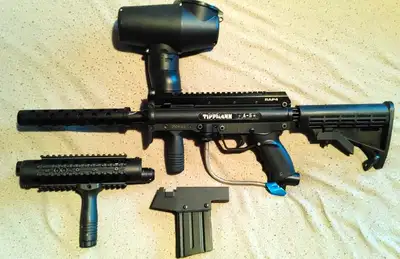 Tippmann A5 canon long avec accessoires et canon Flatline, View more