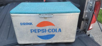 3 COOL VINTAGE PEPSI ITEMS 2 RARE COOLERS/DOUBLE DOT SIGN