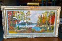 Original RARE Large Fall Oil Landscape (Listed Artist)