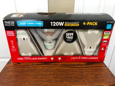 NIB Feit PAR38 4 Pack CFL 120 Watt Replacement 1300 Lumens #8777, View more