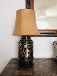 Pair of Vintage Porcelain lamps on wood base