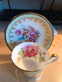 Vintage AYNSLEY English Teacup Set - PINK CABBAGE ROSE