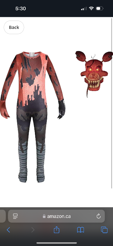 Foxy costume from FNAF size 10-12 years, worn once and in great condition, $20 pick up Oromocto.