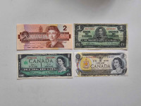 1937, 67,73,1986  Antique Vintage Collection Canadian Banknotes 