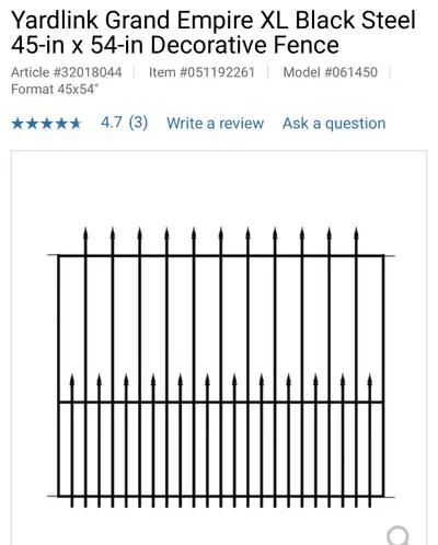 We have 4 new sections of 45” x 54” decorative fence. The fencing is quick, easy and painless to ins...