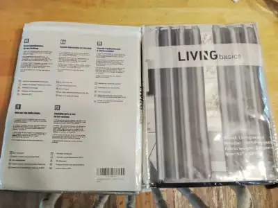 LivingBasics Curtain Panels 52"x 63" Black Room darkening 2 Curtains $10.00 each