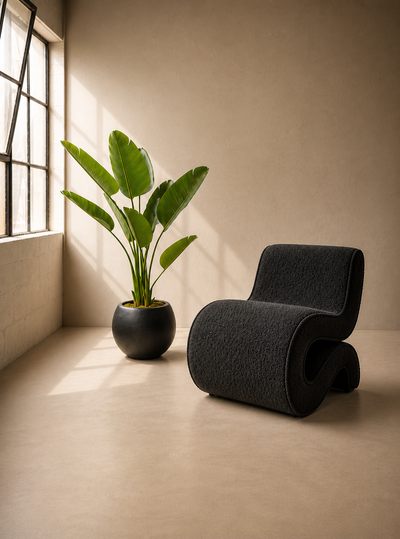Modern Bouclé Accent Chair | Designer Curved Lounge Chair | Like, View more