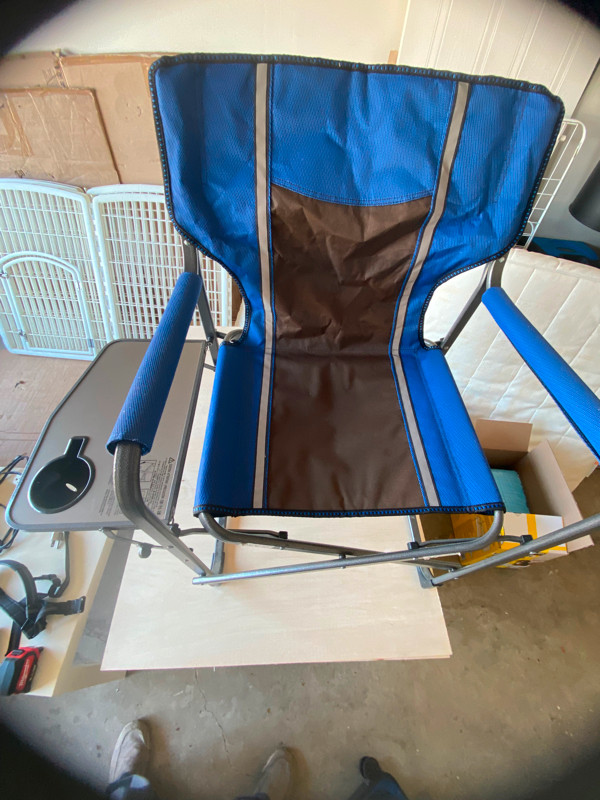 Camping chair with side table Blue foldable | Chairs & Recliners | Guelph |  Kijiji
