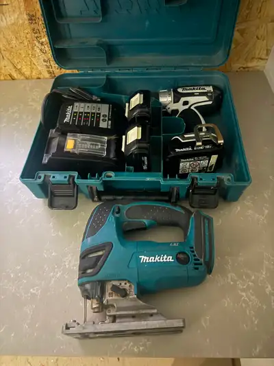 Makita drill and jigsaw, View more