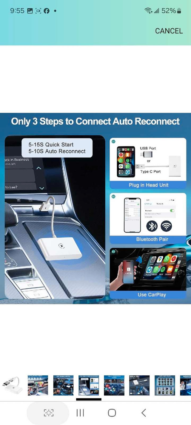 Wireless CarPlay Adapter for i-Phone, Wireless CarPlay Dongle Pl in Audio & GPS in Markham / York Region - Image 4