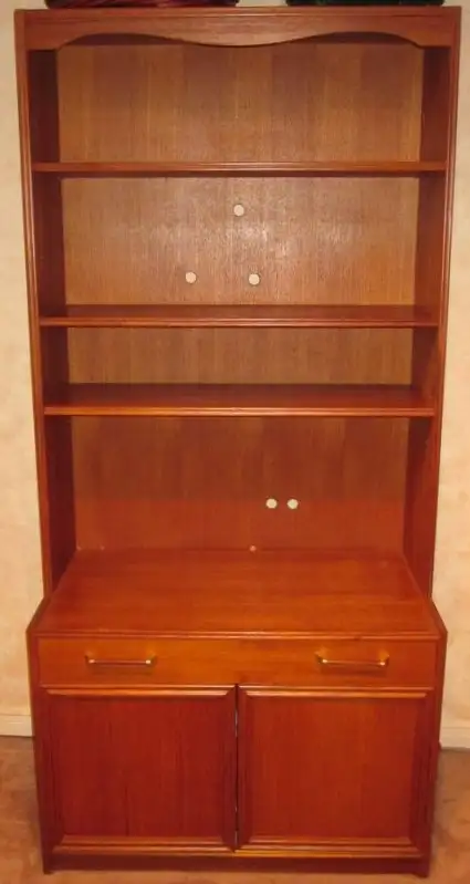 Mid-Century Wood Wall Unit 3 Adjustable Shelves Drawer Cabinet in Bookcases & Shelving Units in Markham / York Region - Image 2