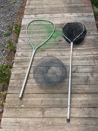 Filets de pêche; puises de pêche, panier à poissons flottant