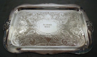 SILVER PLATED TRAY (VIKING PLATE) (ST. JOHN'S CHOIR ENGRAVED)